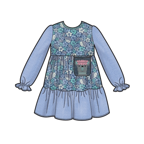 Laste kleit taskutega variatsioonidega, suurused: A (3-4-5-6-7-8), Simplicity Pattern #S9024 