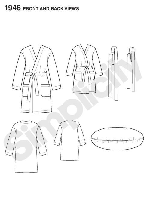 Õpi Õmblemist: Laste, teismeliste ja täiskasvanute hommikumantel, suurused: A (XS - L / XS - XL), Simplicity Pattern #1946 