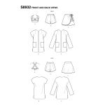 Misses` Vintage Bikini Top, shorts, Wrap, Skirt and Coat, Simplicity Pattern #S8932 