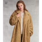 Misses Loose Fitting Lined Coat, Sizes: A (XS-S-M-L-XL), Simplicity Pattern #8797 