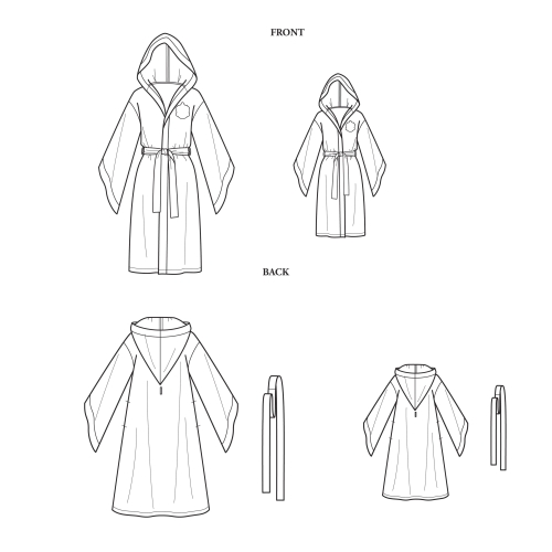 Harry Potter Unisex hommikumantlid, suurused: A (XS - L / XS - XL), Simplicity Pattern #S9022 
