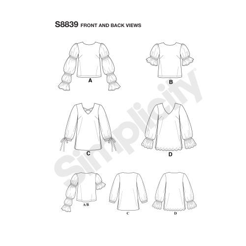 Naiste pullovertuunika või topid, Simplicity Pattern #S8839 