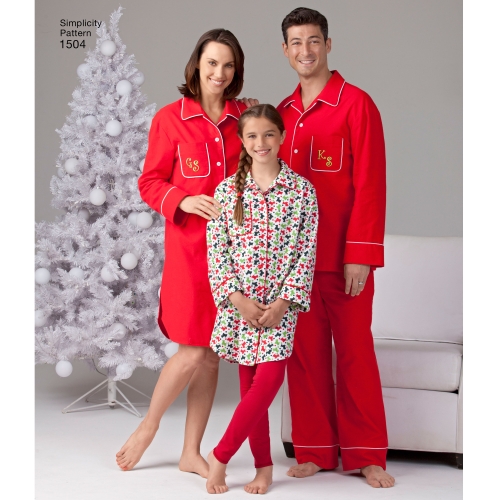 Laste, teismeliste ja täiskasvanute salongiriided, suurused: A (XS - L / XS - XL), Simplicity Pattern #1504 