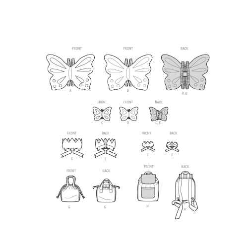 Simplicity Sewing Pattern CHILDREN`S WINGS IN SIZES S-M-L, CROWN, TOTE, BACKPACK AND WINGS AND CROWN FOR DOLL OR PLUSH ANIMALS BY LAURA ASHLEY, SS9765OS 
