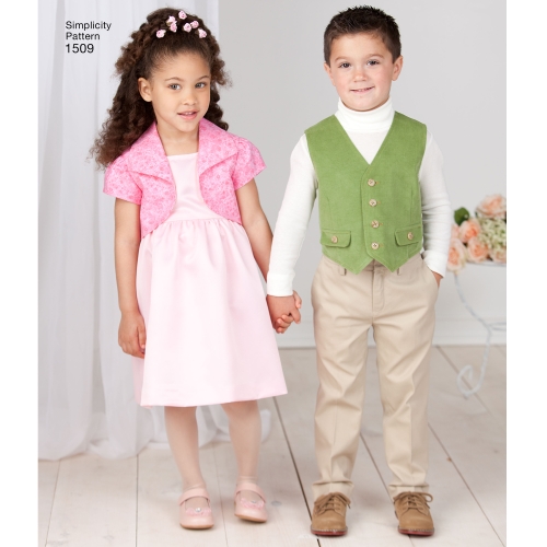 Laste vest, bolero ja kikilips, suurused: A (3-4-5-6-7-8), Simplicity Pattern #1509 