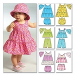 Ompelukaavat: Beebide` Top, Dress, Panties, Shorts, Pants and Hat, Butterick B5017OSZ 