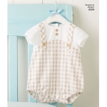 Babies` Rompers, Sandals, and Stuffed Duck, Sizes: A (XXS-XS-S-M-L), Simplicity Pattern #8098 