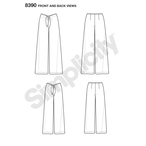 Girl`s and Women’s Tie Front One Piece Trousers, Sizes: A (S - L / XS - XL), Simplicity Pattern #8390 