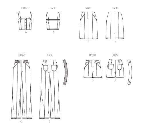 Simplicity lõikekomplekt S9755 MISSES` TOP, SKIRT, PANTS AND SHORTS, SS9755 