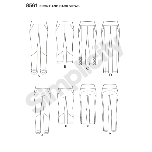 Naiste retuusid, suurused: AA (XS-S-M-L-XL), Simplicity Pattern #8561 