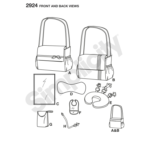 Beebihoiu tarvikud, kotid, Simplicity Pattern #2924 
