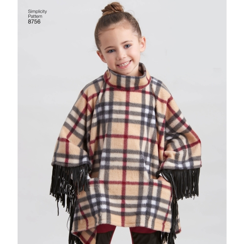 Laste ja tüdrukute pontšo ja retuusid, Simplicity Pattern #8756 