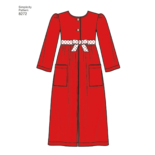 Laste ja tüdrukute magamisriietus ja hommikumantel, Simplicity Pattern #8272 
