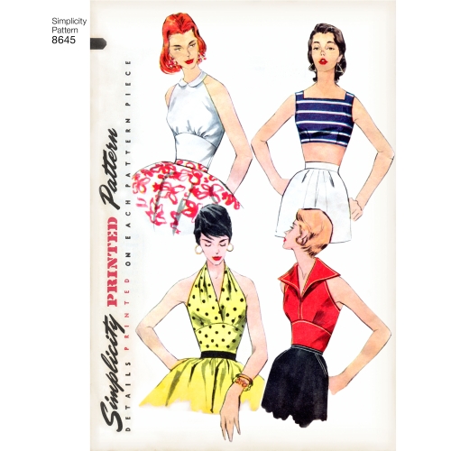 Naiste vintage topid, Simplicity 1950`s Vintage Women’s` set of halters and sun top 8645 
