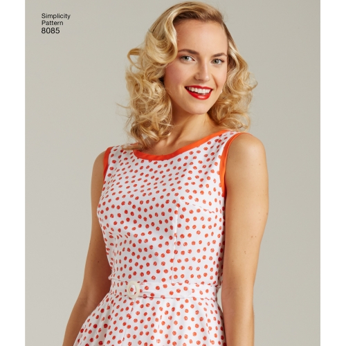 Naiste vintage 1950`ndate hõlmikkleit kahes pikkuses, Simplicity Pattern #8085 