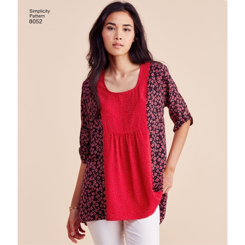 Naiste Seda-on-kerge-õmmelda topid, suurused: A (XXS-XS-S-M-L-XL-XXL), Simplicity Pattern #8052 