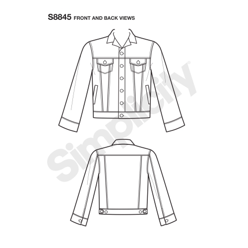 Mimi G Jean jakk, suurused: A (XS-S-M-L-XL), Simplicity Pattern #S8845 