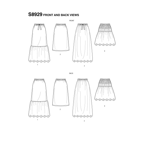 Naiste seelik võimalustega disainihäkiks, suurused: XXS-XS-S-M-L-XL-XXL, Simplicity Pattern #S8929 