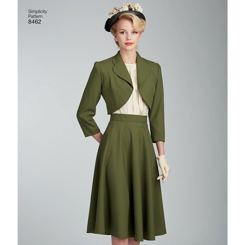 Naiste vintage 40`ndate pluus, särk ja voodriga bolerp, Simplicity Pattern #8462 