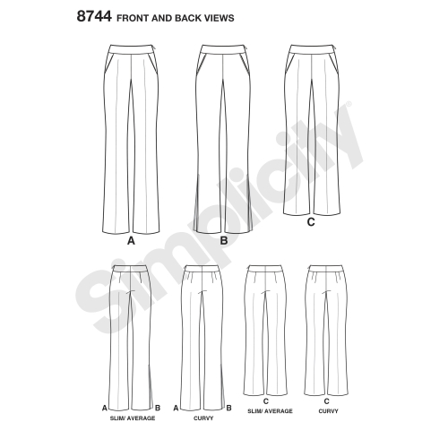 Naiste ja väikesekasvuliste Pluss-suuruses naistele Imeliselt-Istuvad püksid, Simplicity Pattern #8744 