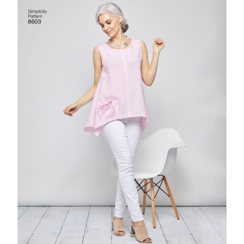 Naiste pullover topid - Elaine Heigl, suurused: A (XS-S-M-L-XL), Simplicity Pattern #8603 