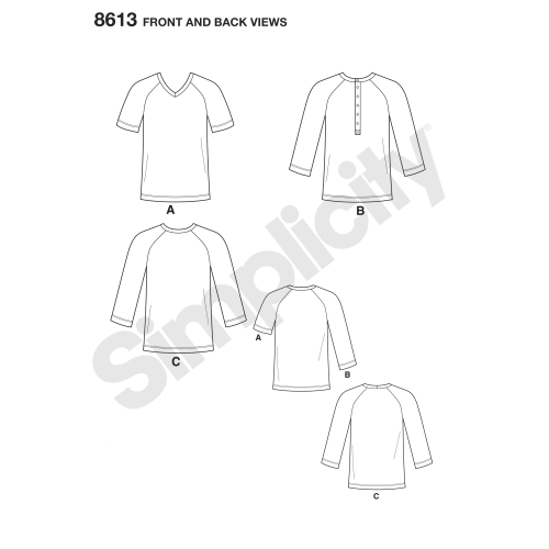 Meeste trikoo topp by Mimi G, suurused: A (XS-S-M-L-XL), Simplicity Pattern #8613 