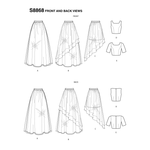 Naiste kihilised seelikud ja topp, Simplicity Pattern #S8868 