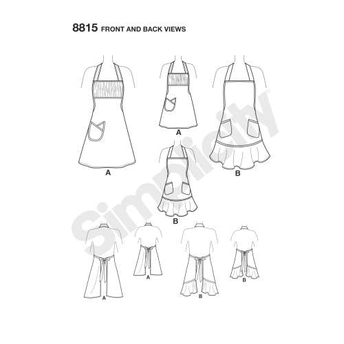 Laste ja naiste põll, suurused: A (S - L / S - L), Simplicity Pattern #8815 