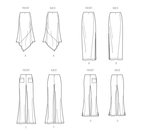 Simplicity lõikekomplekt S9751 MISSES` KNIT SKIRTS AND PANTS IN TWO LENGTHS, SS9751 