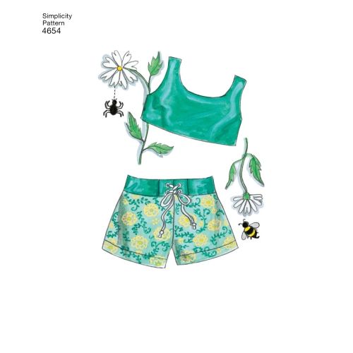 46 cm pikkuse nuku riided, Simplicity Pattern #4654 