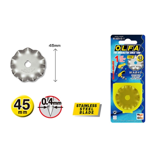 Ketaslõikuri laineline tera, ø45 mm, OLFA, WAB45-1 