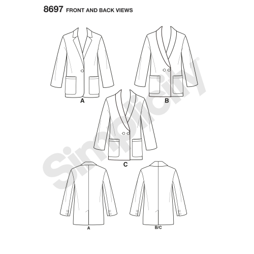 Naistele ja Pluss-suurustele naistele bleiser, Simplicity Pattern #8697 