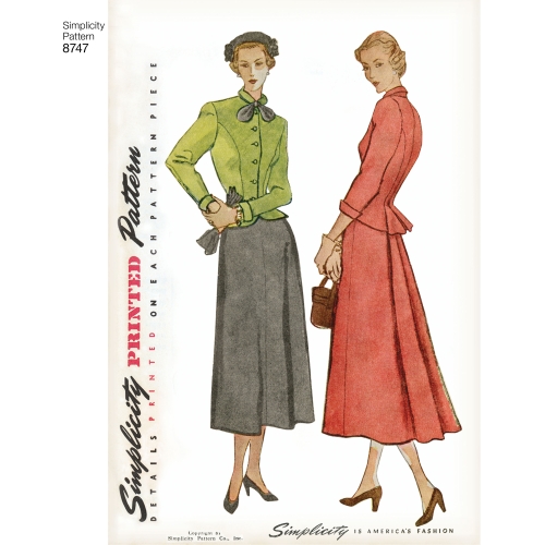 Naiste vintage-kostüüm, Simplicity Pattern # 8747 