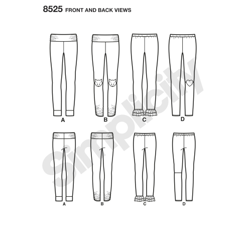 Laste ja tüdrukute trikooretuusid, suurused: HH (3-4-5-6), Simplicity Pattern # 8525 