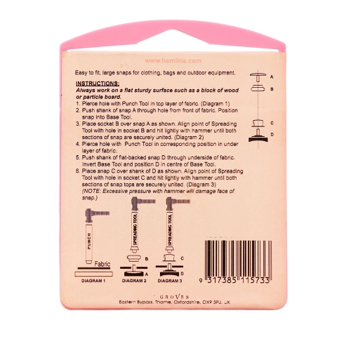 Heavy duty snaps, hat ø15 mm, 12ps, Hemline 405S 