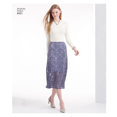 Seelikud hõlmavariatsioonidega kolmes pikkused, Simplicity Pattern # 8421 