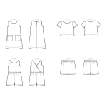 Laste ja tüdrukute topp, shortsid, kleit ja kombinesoon, Simplicity Pattern #S9156 