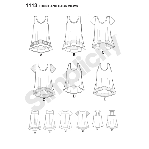 Naiste Seda-on-kerge-õmmelda: trikoo-topid, suurused: A (XXS-XS-S-M-L-XL-XXL), Simplicity Pattern #1113 