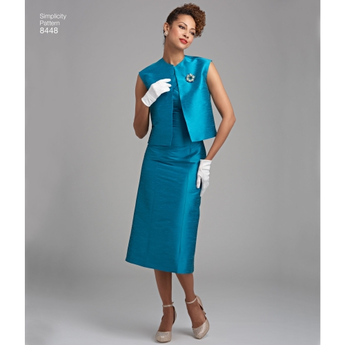 Naiste vintage kleit ja voodriga või voodrita vest, Simplicity Pattern # 8448 