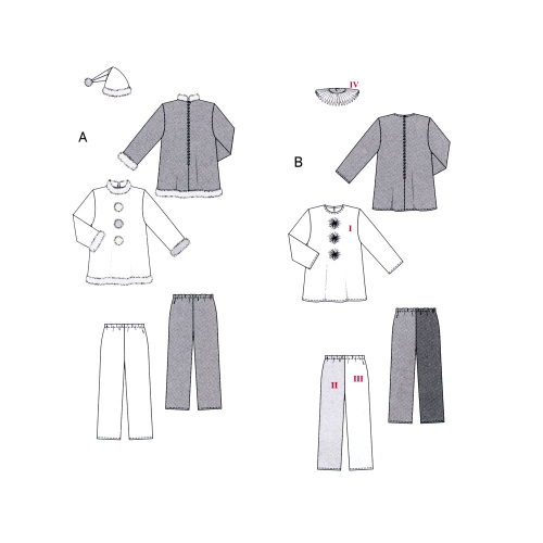 Arlekiin ja Jõuluvana, Lõiked suurustele (Eur Sizes) Nr. 46-60  / Santa Claus & Buffoon / Burda 2466 