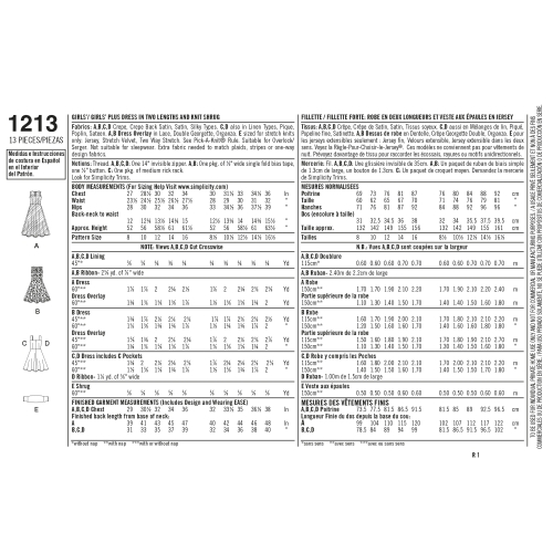 Tüdrukute ja tüdrukute pluss-suurustele kleidid ja trikoo-pooltopp, Simplicity Pattern #1213 