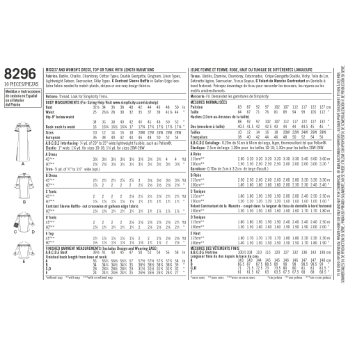 Naiste kleit ja topid, Simplicity Pattern #8296 