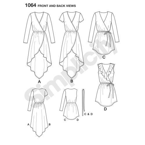 Naiste tuunikad, suurused: R5 (14-16-18-20-22), Simplicity Pattern #1064 