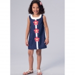 Girls` Banded, Appliqu&eacute;d Dress, Top and Capris, with Dress for 18` Doll, Kwik Sew K0221 