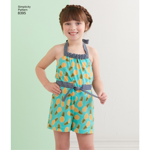 Laste ja tüdrukute päitsekleit või -riie kahes pikkuses, Simplicity Pattern # 8395 