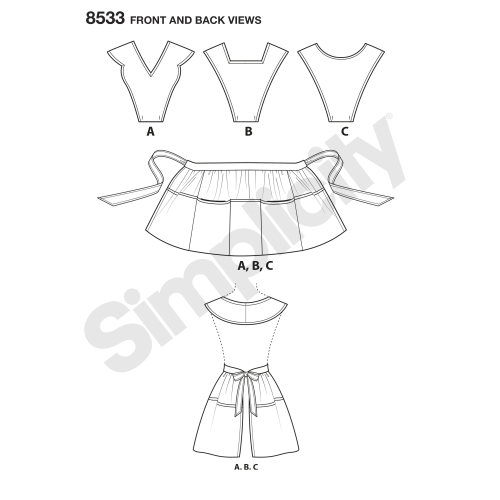 Naiste vintage põll, suurused: A (S-M-L), Simplicity Pattern # 8533 
