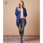 Women`s knit Cardigan, Sizes: A (XS-S-M-L-XL), Simplicity Pattern #8740 