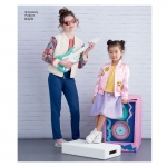 Laste ja tüdrukute bomber-jakk, seelik, retuusid ja top, Simplicity Pattern # 8429 