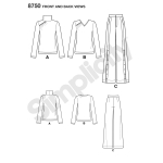 Naiste topp ja laia säärega püksid by Mimi G Style, Simplicity Pattern #8750 