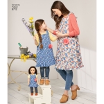 Child`s, Women`s and 18` Doll Aprons, Sizes: A (S - L / S - L), Simplicity Pattern #8712 